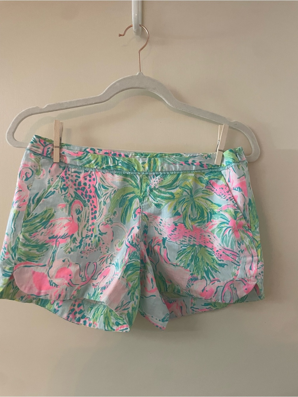Lilly Pulitzer Callahan Shorts Flamingo Palm Print Size 0